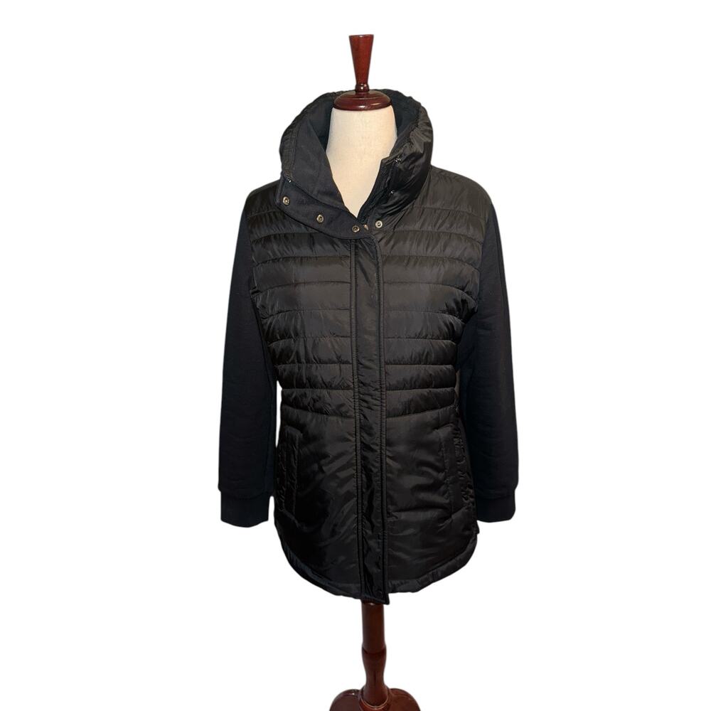 Roots Women’s Hybrid Mixed Media Black Puffer‎ Jacket Size L Winter Coat